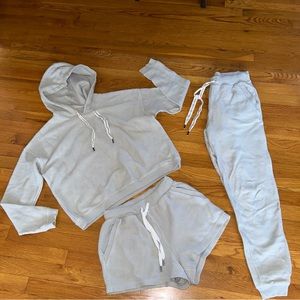 Aerie Lite Green Hoodie Sweatshirt Top Joggers Shorts LOT 3-piece Oversized XS S